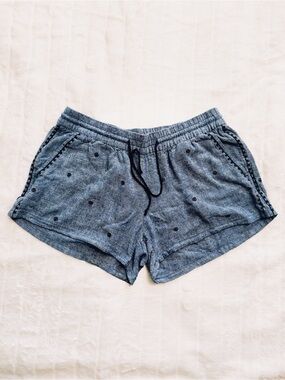 Old Navy Linen Blend Chambray Embroidered Pull-On Shorts Blue M